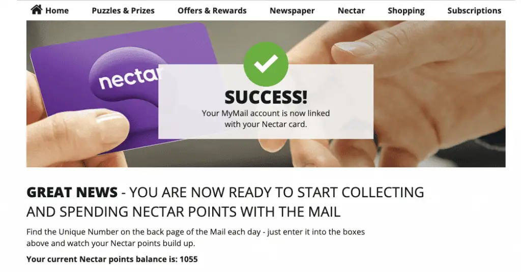 Daily Mail Rewards Nectar card