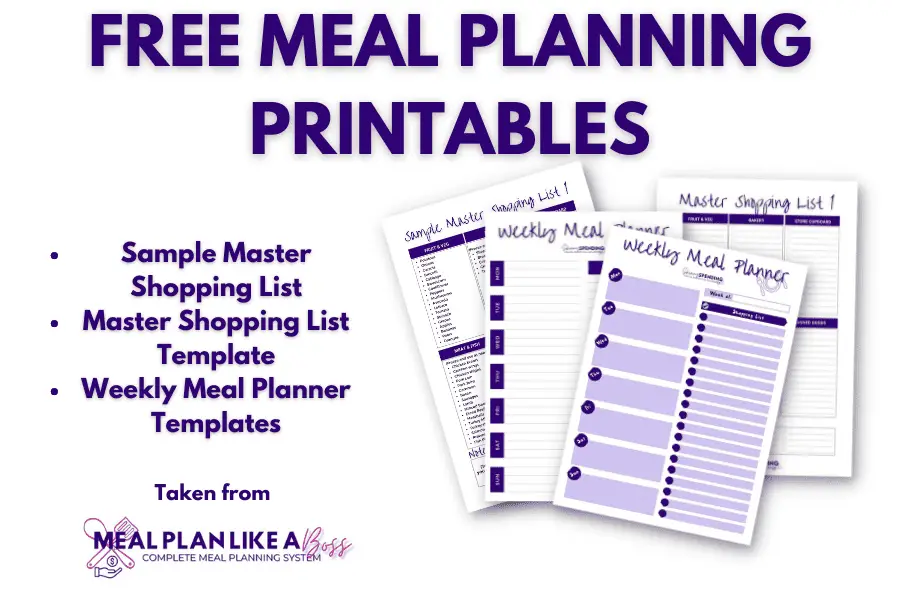 Free meal planning templates