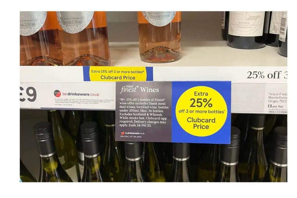 tesco 25% off wine offer