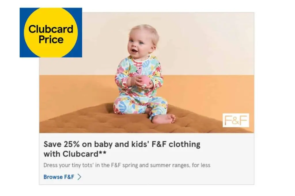tesco 25% off f&F clothing with clubcard