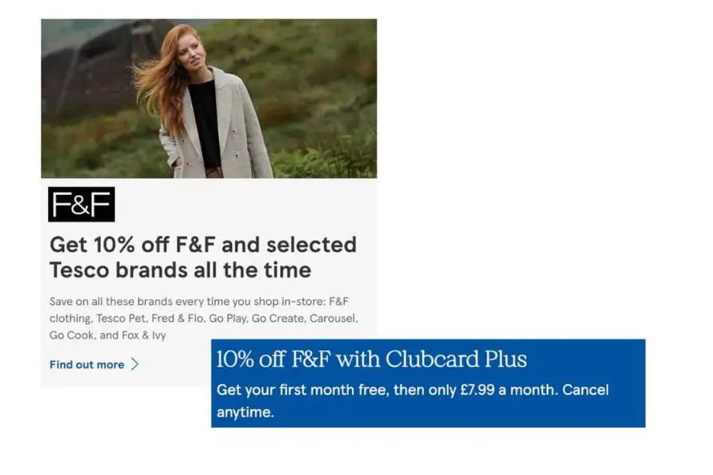 clubcard plus F&F clothing offer