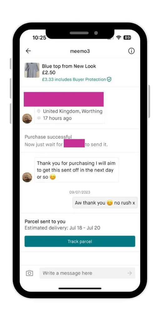 how to buy on vinted seller message