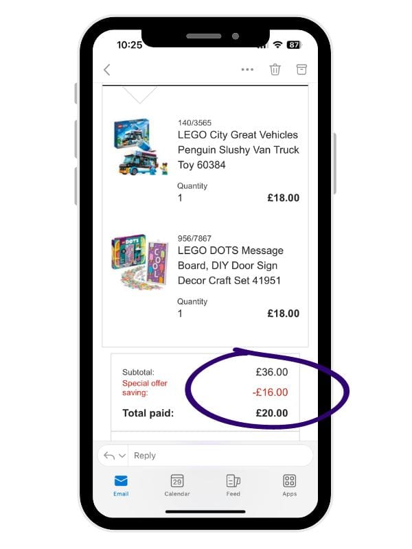 Example of savings in Argos Toy Sale